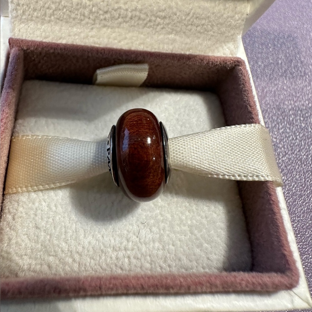 Genuine Pandora Silver & Muirapiranga Wood 790703 Charm💕925 ALE Retired 2014